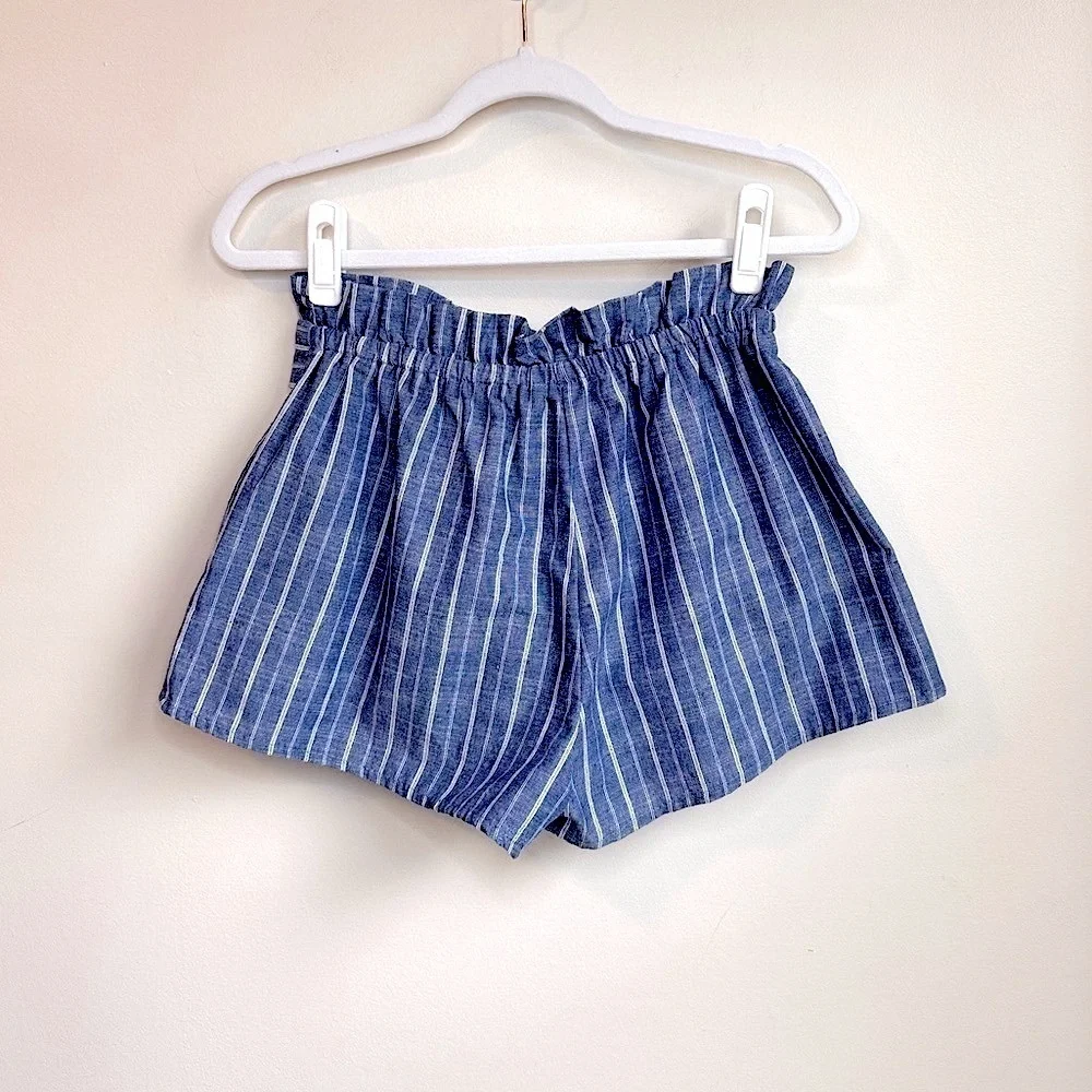 Love Tree High Waist Blue and White Stripe Paper Bag Shorts Size Medium NWOT - Picture 8 of 10